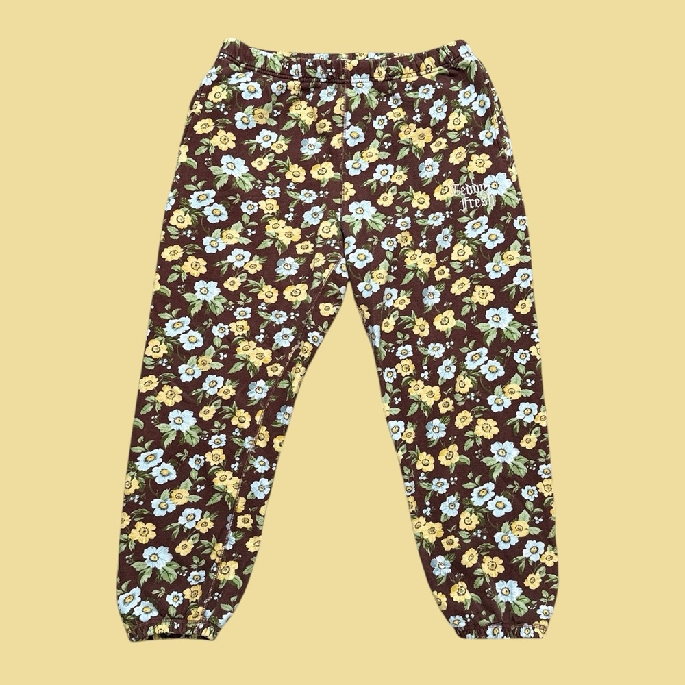 Teddy Fresh Sweatpants Jogger Pants Boho Grandma’s Floral Print 100% Cotton XL